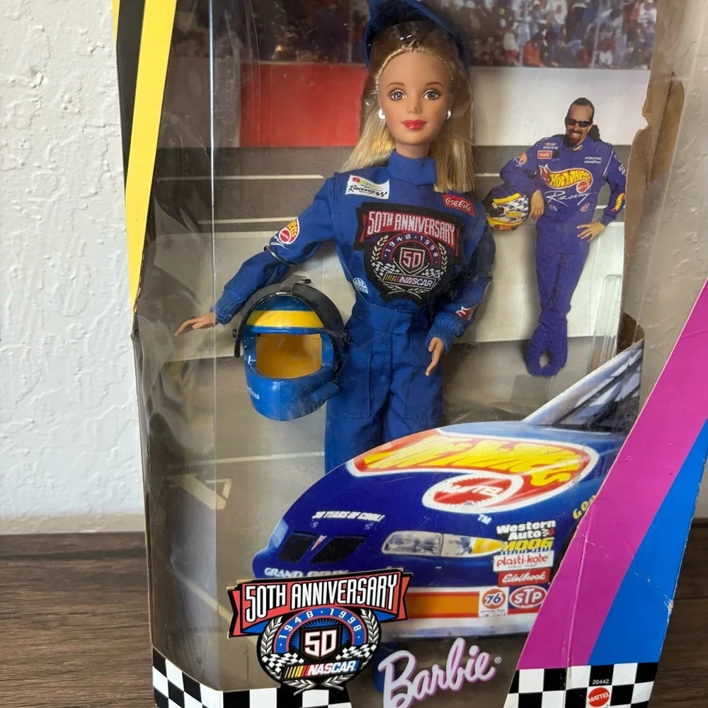 1998 50th Anniversary Nascar Barbie Hot Wheels Non-Mint Box Certificate Included